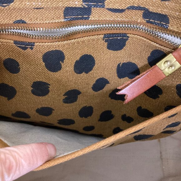 Madewell Canvas Transport Tote Painted Spots Leopard Print Sturdy Wear marks - Picture 10 of 13
